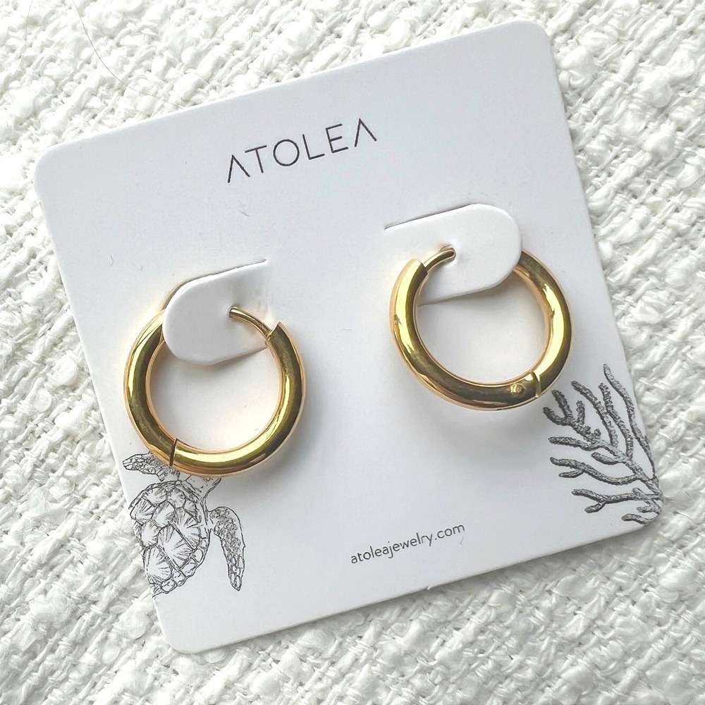 ATOLEA Hoop Earrings 18K Gold PVD Waterproof Huggie Clean Girl Hypoallergenic